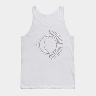 Line Art Moon Tattoo Style Tank Top